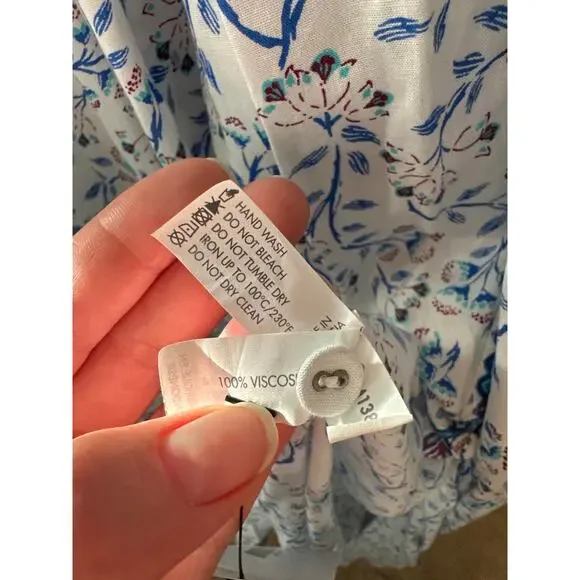 Poupette St Barth Della Blue Floral Midi Dress Smocked Waist XS - Picture 11 of 11